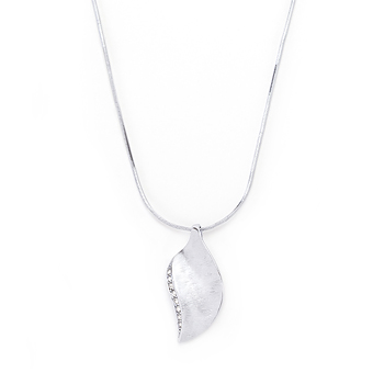 Fashion Silver Tone Crystal Leaf Necklace