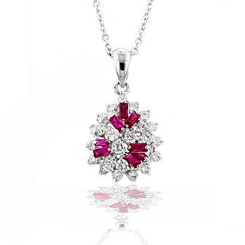 Classic Mixed Ruby Cluster Pendant