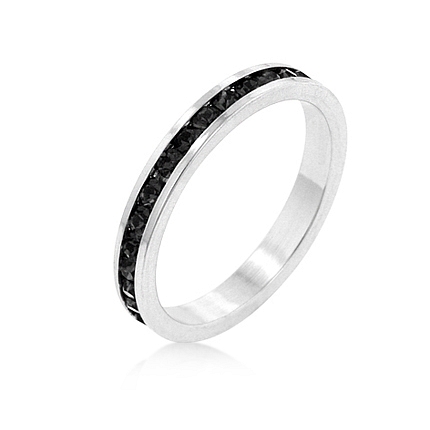 Eternity Stylish Stackables with Jet Black CZ Ring