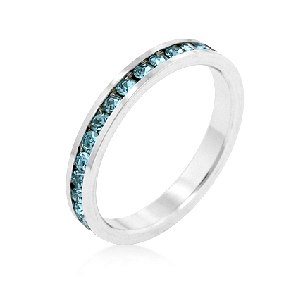 Eternity Stylish Stackables Aquamarine Silver Ring