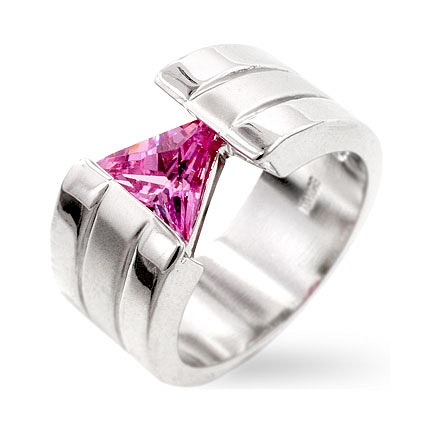 Contemporary Futuristic Pink CZ Ring