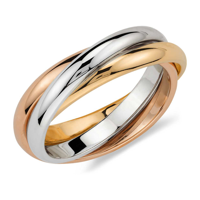 Classic Trinity Tri-Color Rolling Ring Cartier Inspired