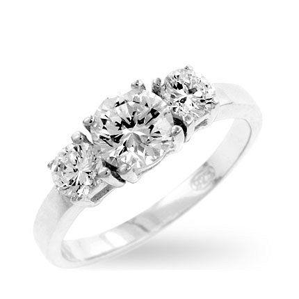 3-Stone Classic Clear Triplet Engagement Band