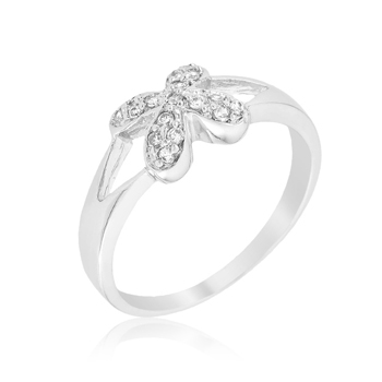 Fashion Simple Flower CZ Silver Ring 1.1 CT