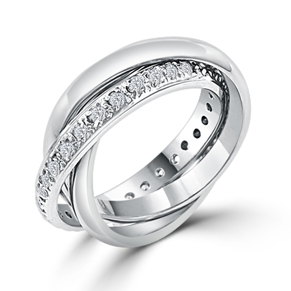 Eternity Trinity Cartier Inspired Roll Wedding Bands