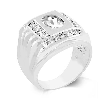 Mens CZ Square Ring - Great Jewelry Deals