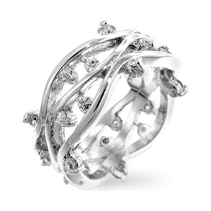Fashion Silver Tone Zircon Vines Wedding Ring