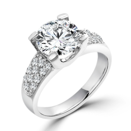 3 CARAT Classic Clear CZ Pave Engagement Ring