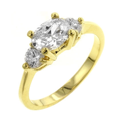3-Stone Oval Serenade Triplet Ring in Gold Tone