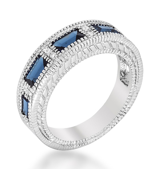 Extraordinary Sapphire CZ Bezel Eternity Wedding Ring