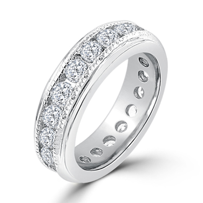 New England Eternity Wedding Ring in Silver Tone 4.5 Carat CZ