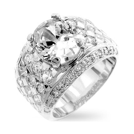 Silver Oval CZ Ring - Jewelry Gifts