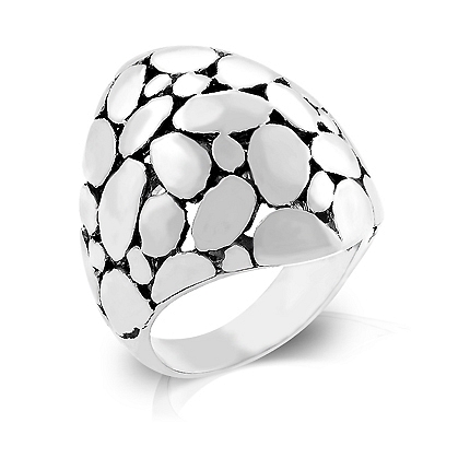 Fashion Silver Toned Cobblestone Ring