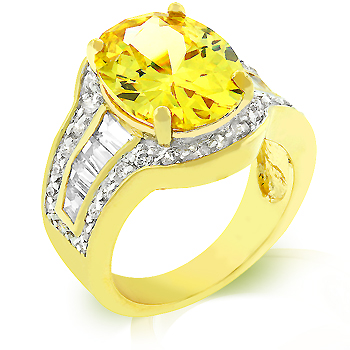Luxury Yellow CZ Engagement Ring
