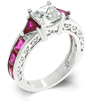 3.5 CT Contemporary Ruby CZ Regal Engagement Ring