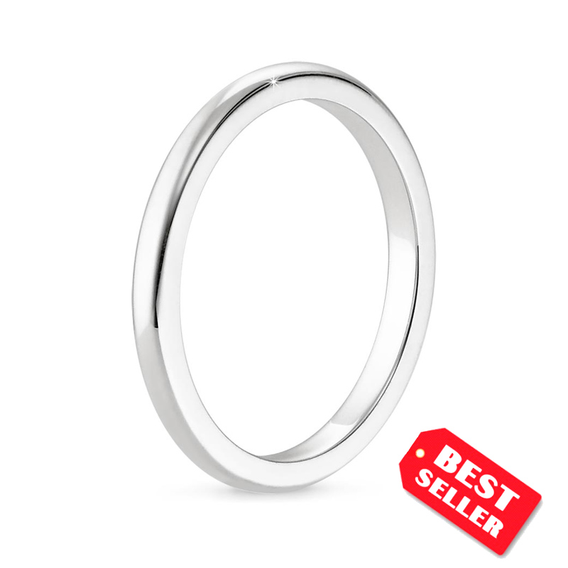 2 mm Comfort Fit Thin Classic Plain Wedding Band Ring