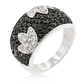 Cocktail Black and White Tulip Ring