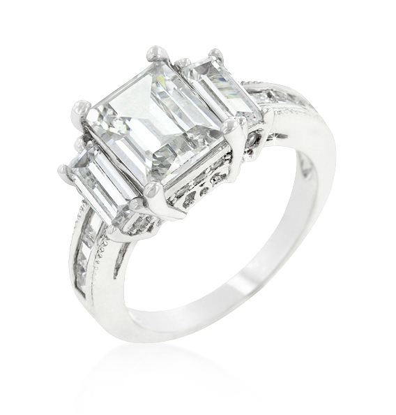 5 Carat Emerald Cut Triplet Engagement Ring