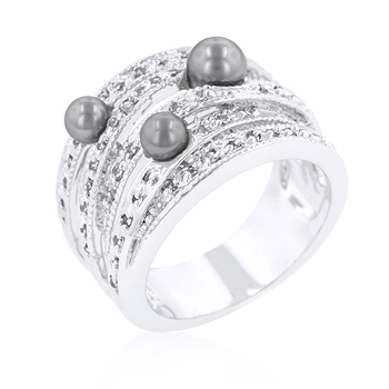 Fashion Gray Pearl Cocktail Ring