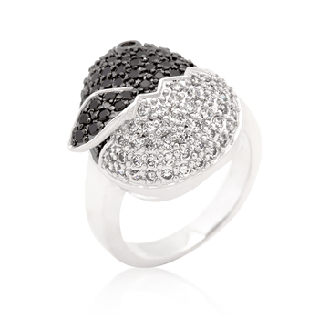 Fashion Black and White CZ Baby Chick Ring