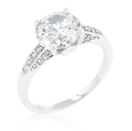 Contemporary Engagement Ring with Large 3.8 CT CZ