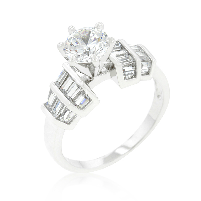 4.33 CT Tapered Baguette Cubic Zirconia Engagement Ring