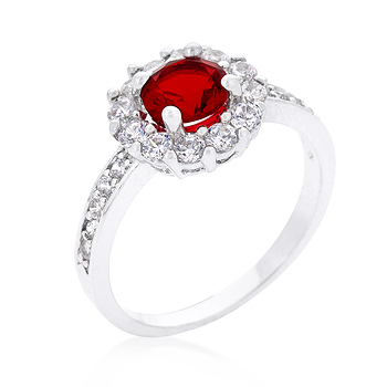 Fashion Ruby Red Cubic Zirconia Halo Engagement Ring