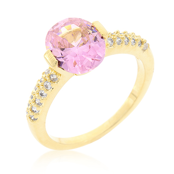 Pink Oval Cubic Zirconia Engagement Ring 1.8 CT