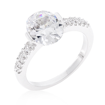 Clear Oval Cut Cubic Zirconia Engagement Ring 1.8 CT