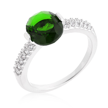 Green Oval Cubic Zirconia Engagement Ring 1.8 CT
