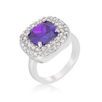 Micropave Purple Bridal Cocktail Ring 4.1 CT