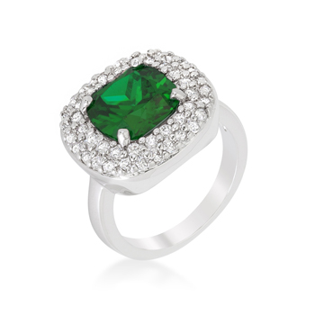Micropave Green Bridal Cocktail Ring 4.1 CT