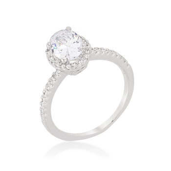 Oval-Cut Floating Halo Cubic Zirconia Engagement Ring 2.34 CT