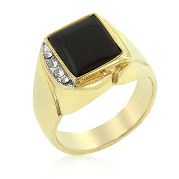 Cocktail Onyx and Crystal Statement Ring