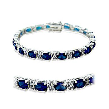 Blue Sapphire Zirconia Bracelet - Rhodium-plated Jewelry