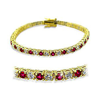 14K Yellow Gold Plated Fashion Bracelet Ruby CZ