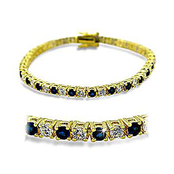 14K Yellow Gold Plated Fashion Bracelet Sapphire CZ