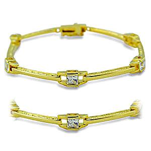 14K Yellow Gold Plated Fashion Bracelet Clear CZ