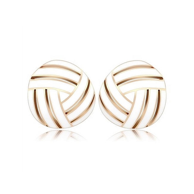 14K Rose Gold Plated Fashion Earrings White Epoxy