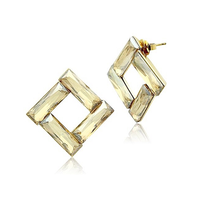 14K Gold Plated Fashion Earrings Topaz Crystal