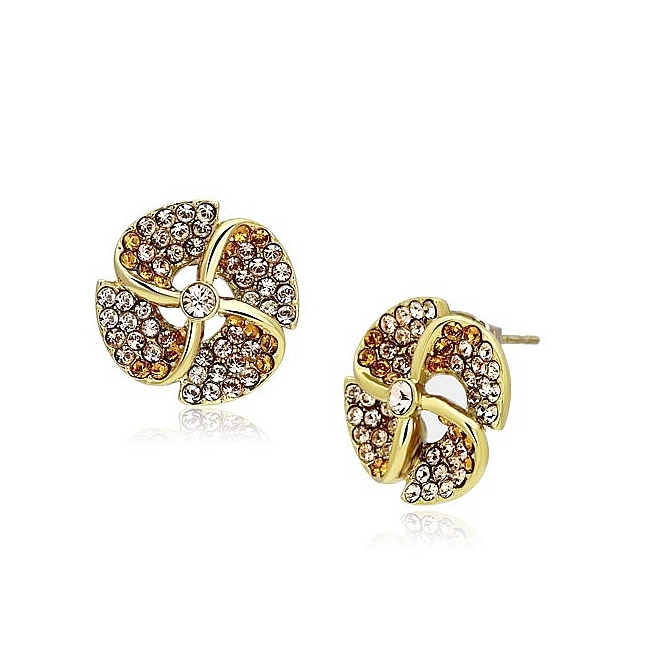 Classy 14K Gold Plated Fashion Earrings Multi Color Top Grade Crystal