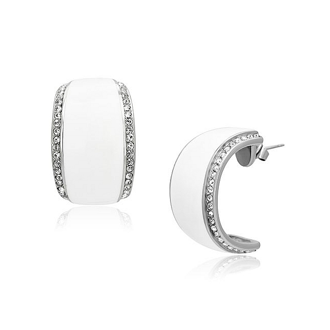 Silver Tone Fashion Earrings Clear Top Grade Crystal