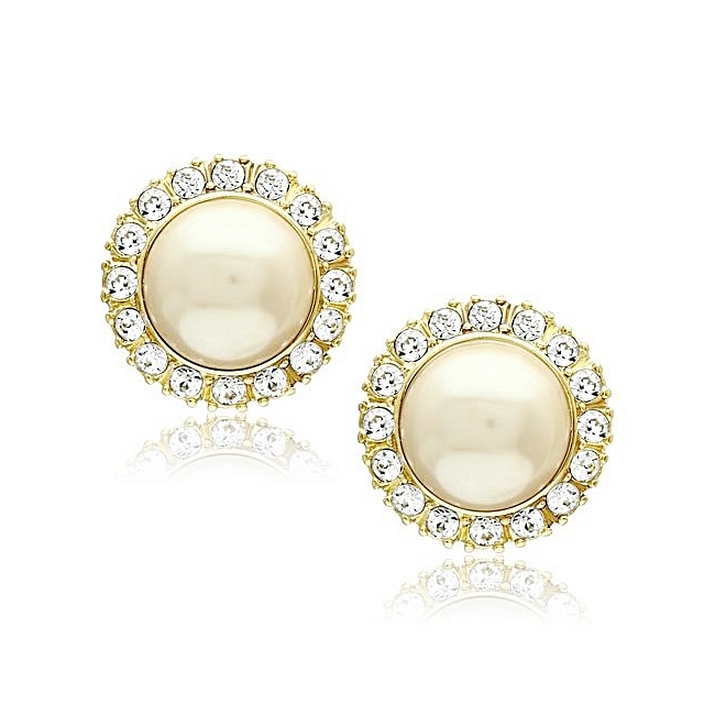 14K Gold Plated Fashion Earrings Citrine Yellow Synthetic Pearl