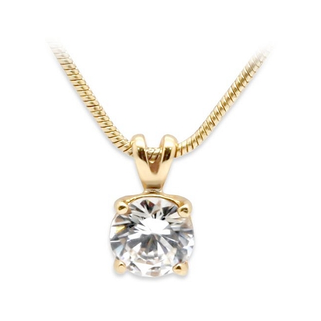 Exclusive 14K Yellow Gold Plated Fashion Necklace Clear Cubic Zirconia