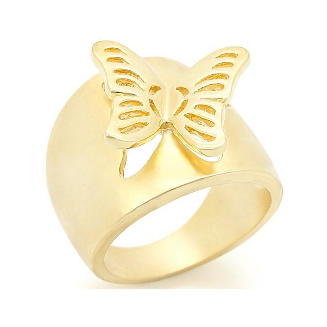 Mat Gold & Gold Butterfly Fashion Ring
