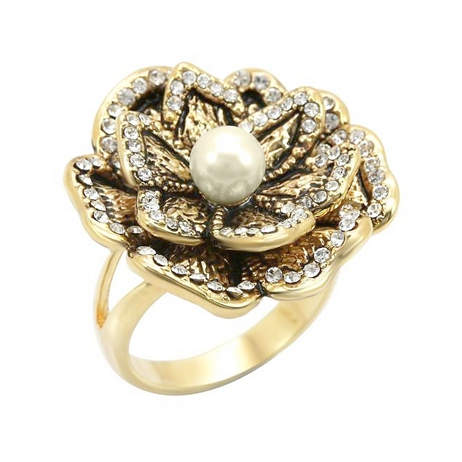 Lovely 14K Yellow Gold Plated Flower Fashion Ring Citrine Yellow Synthetic Stones