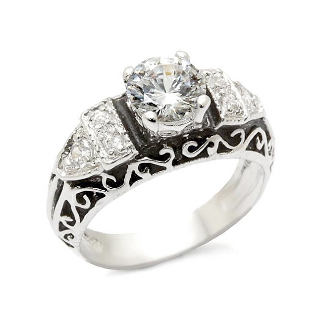 Sterling Silver .925 Vintage Ring Clear CZ