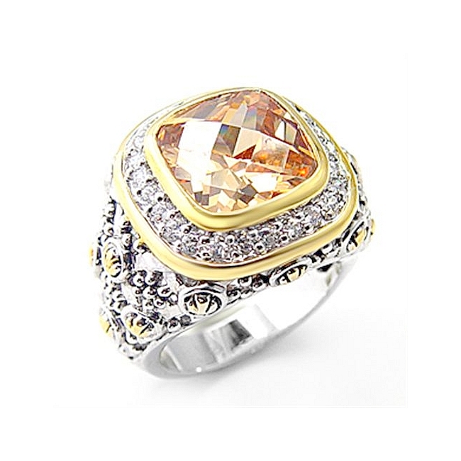 Sterling Silver .925 Ring Champagne CZ