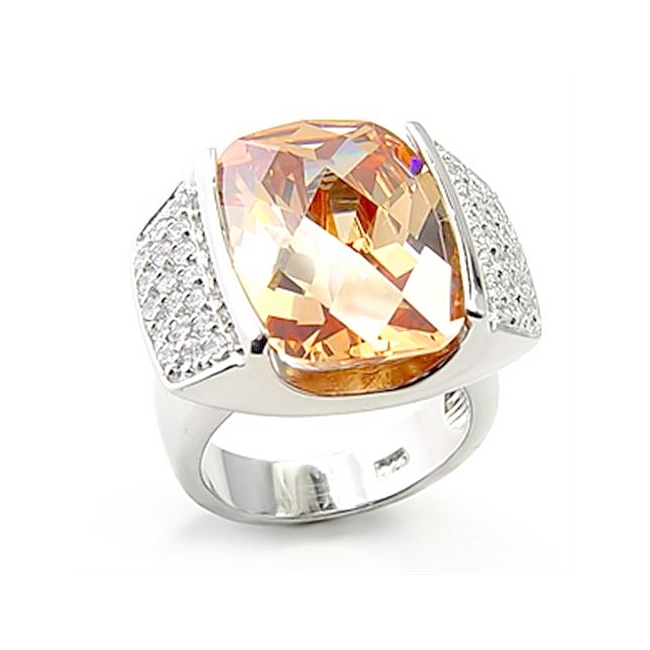 Sterling Silver .925 Ring Champagne Cubic Zirconia