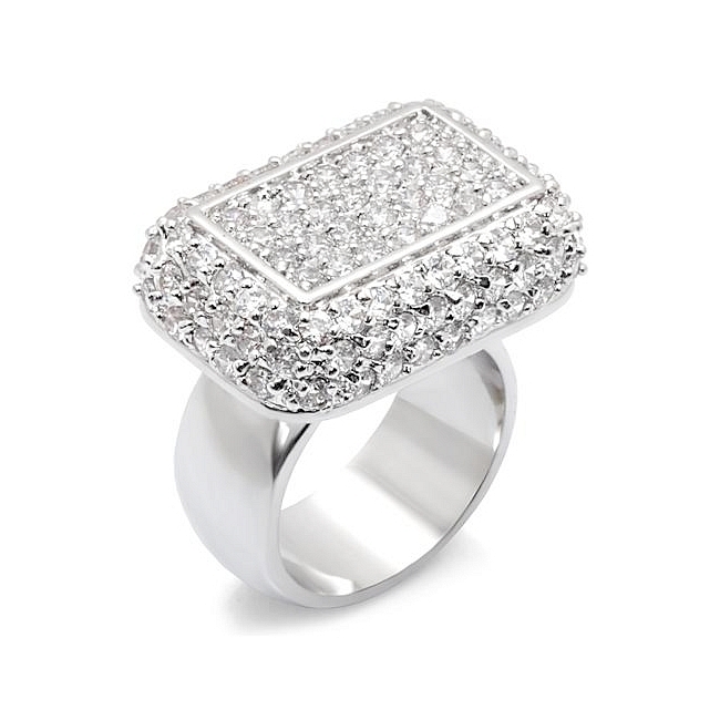 Sterling Silver .925 Pave Ring Clear CZ